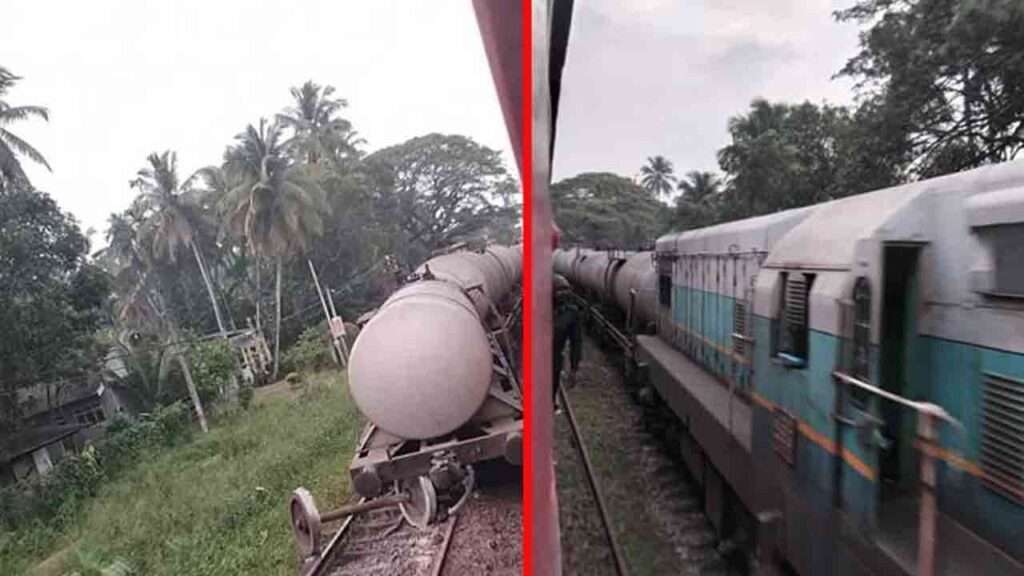 மீரிகமவில் எரிபொருள் ரயில் தடம்புரள்வு